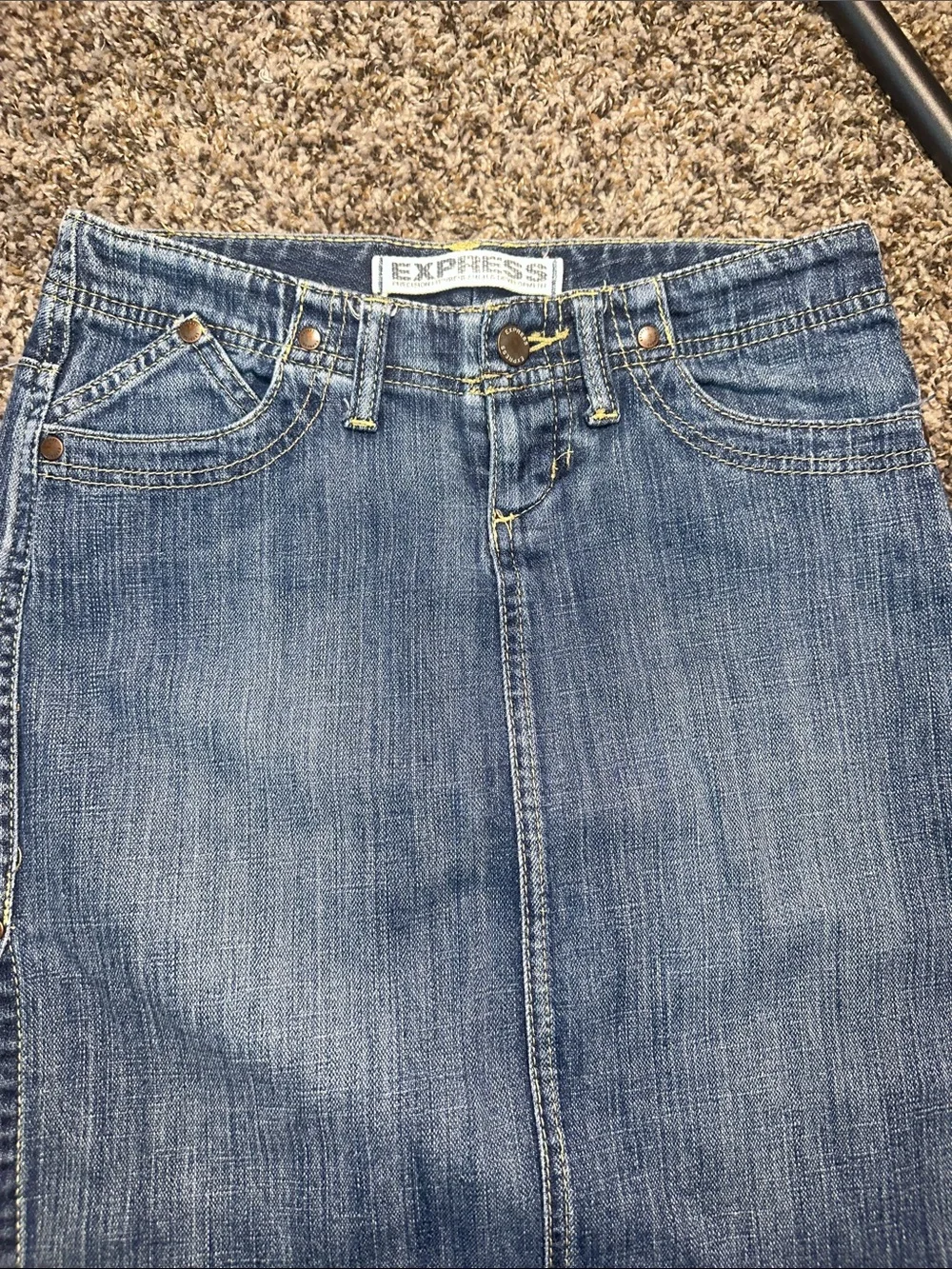 Express Blue Denim Pencil Skirt